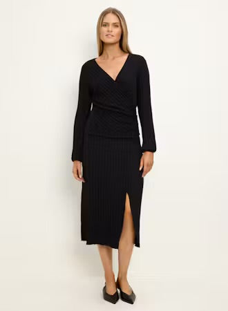 Michael Stars Lilian Surplice Top- Black