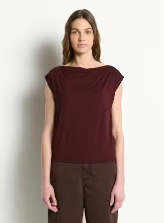 Michael Stars Ines On-Off Shoulder Banded Top- Molasses