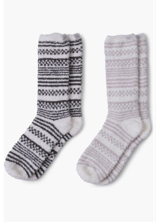 Barefoot Dreams CozyChic Checkered Striped 2 Pack Socks