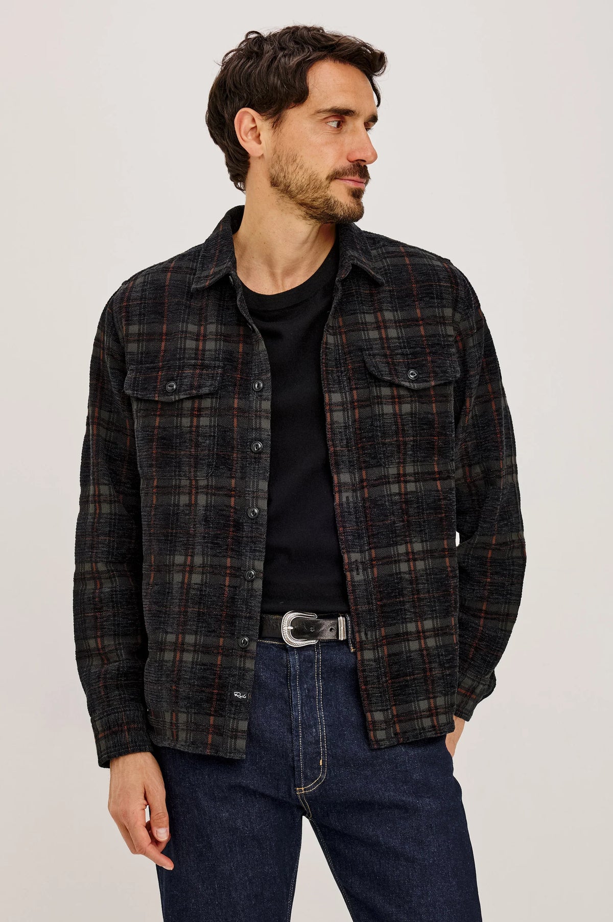 Rails Warren Overshirt- Black Smoke Ember