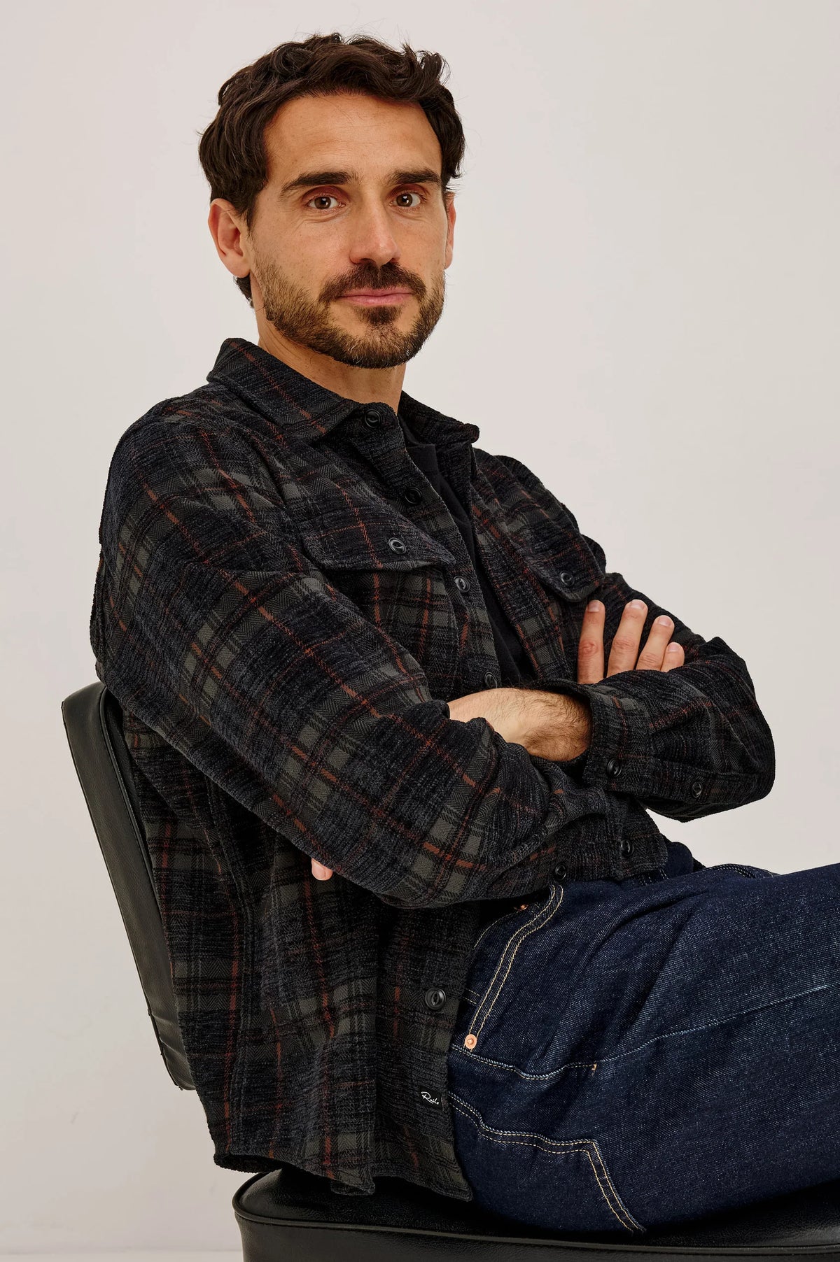 Rails Warren Overshirt- Black Smoke Ember