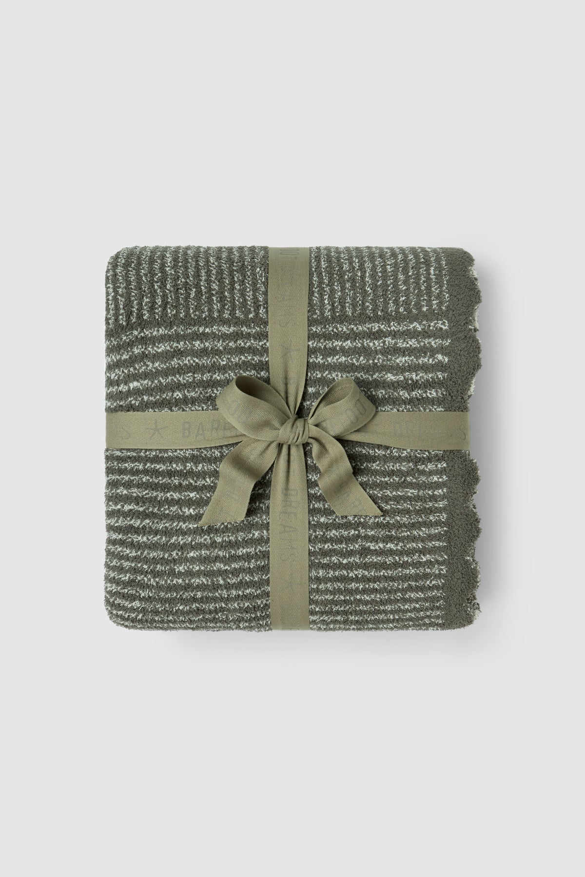 Barefoot Dreams Scallop Stripe Throw Blanket- Olive