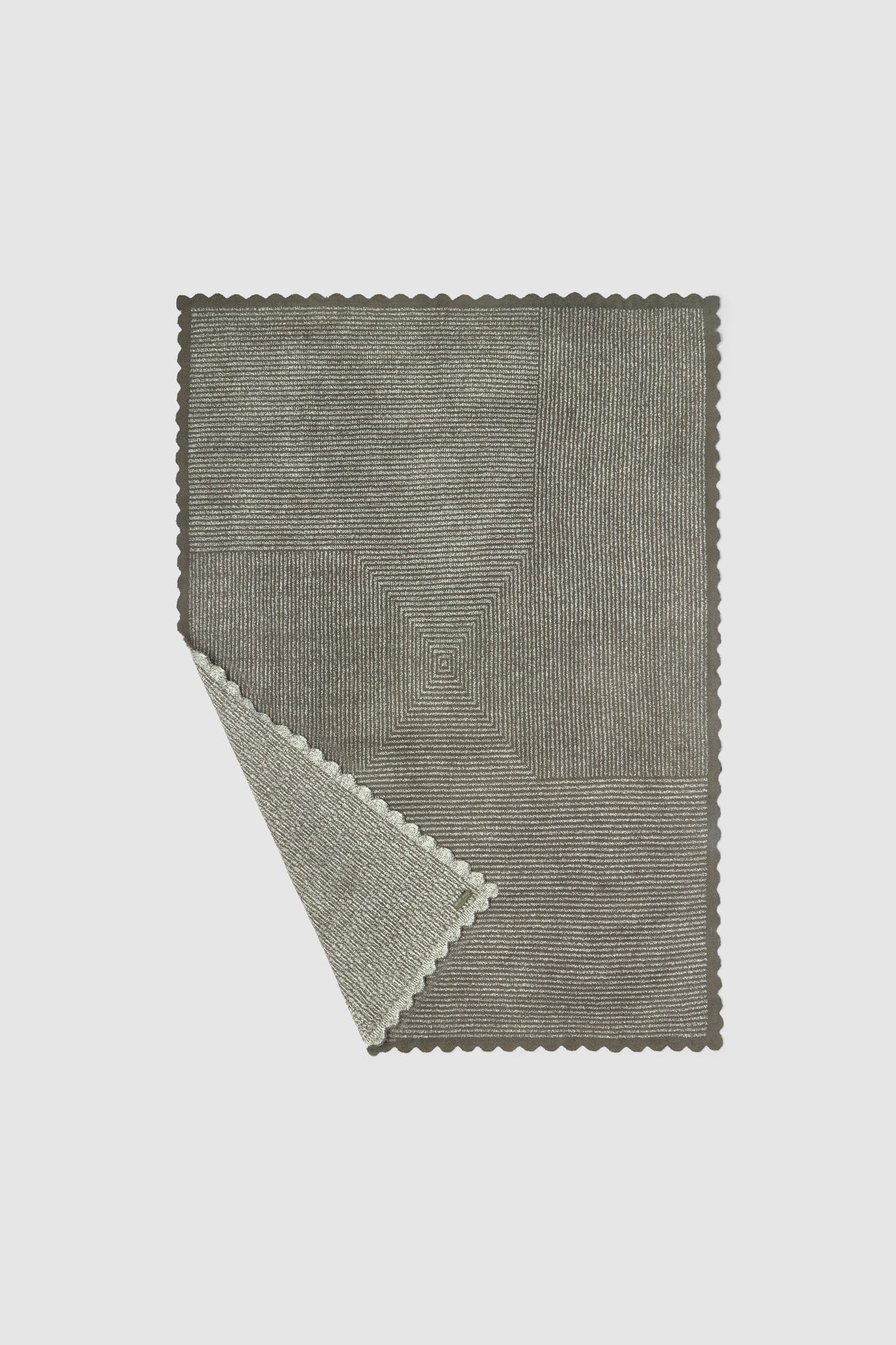 Barefoot Dreams Scallop Stripe Throw Blanket- Olive
