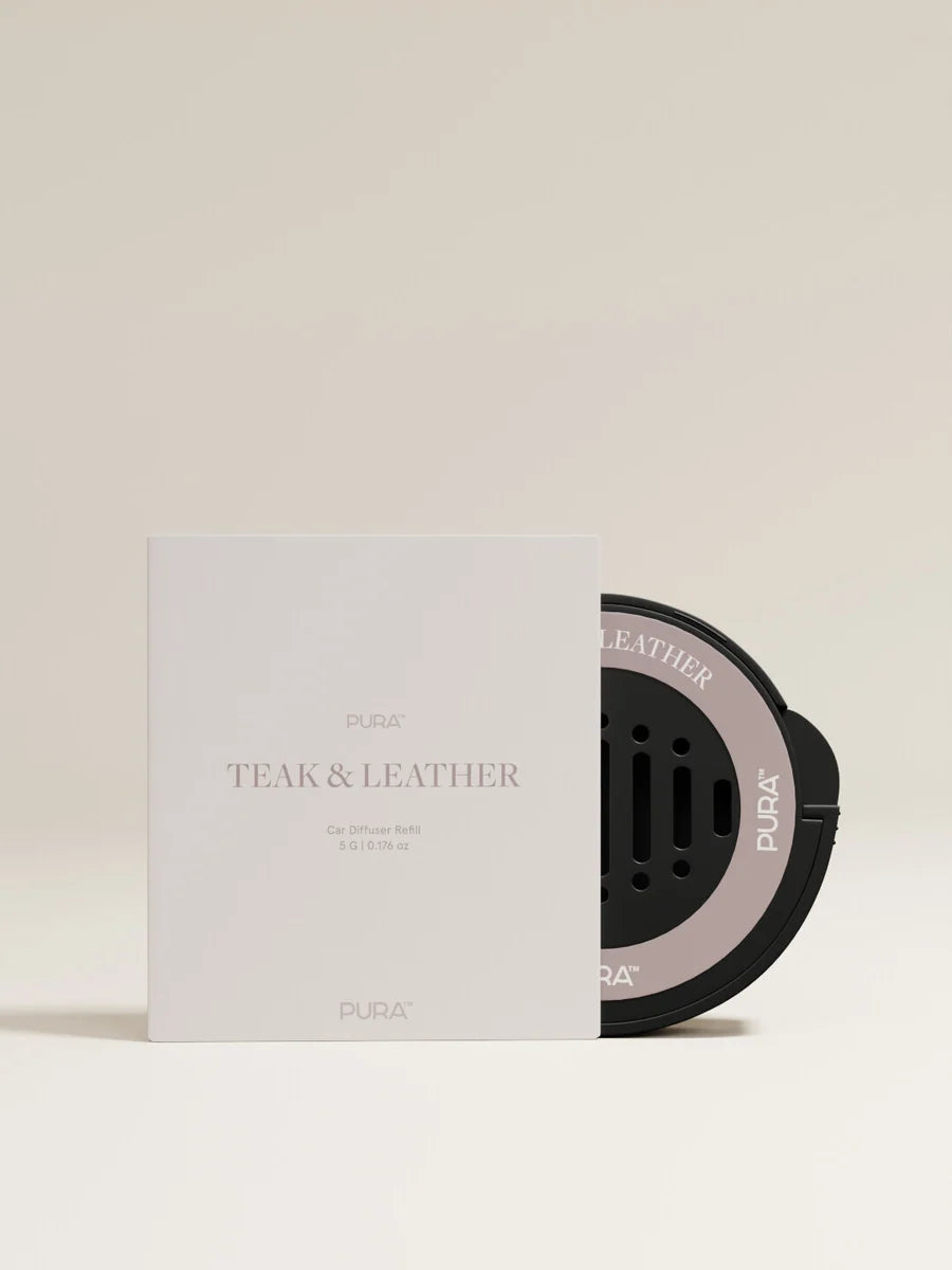 Pura Car Diffuser- Teak & Leather