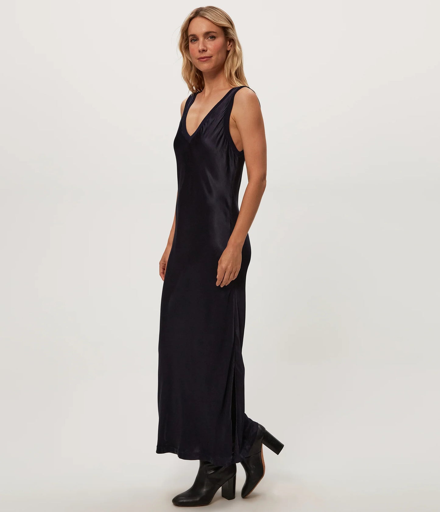 Michael Stars Randi Satin Midi Dress-Nocturnal