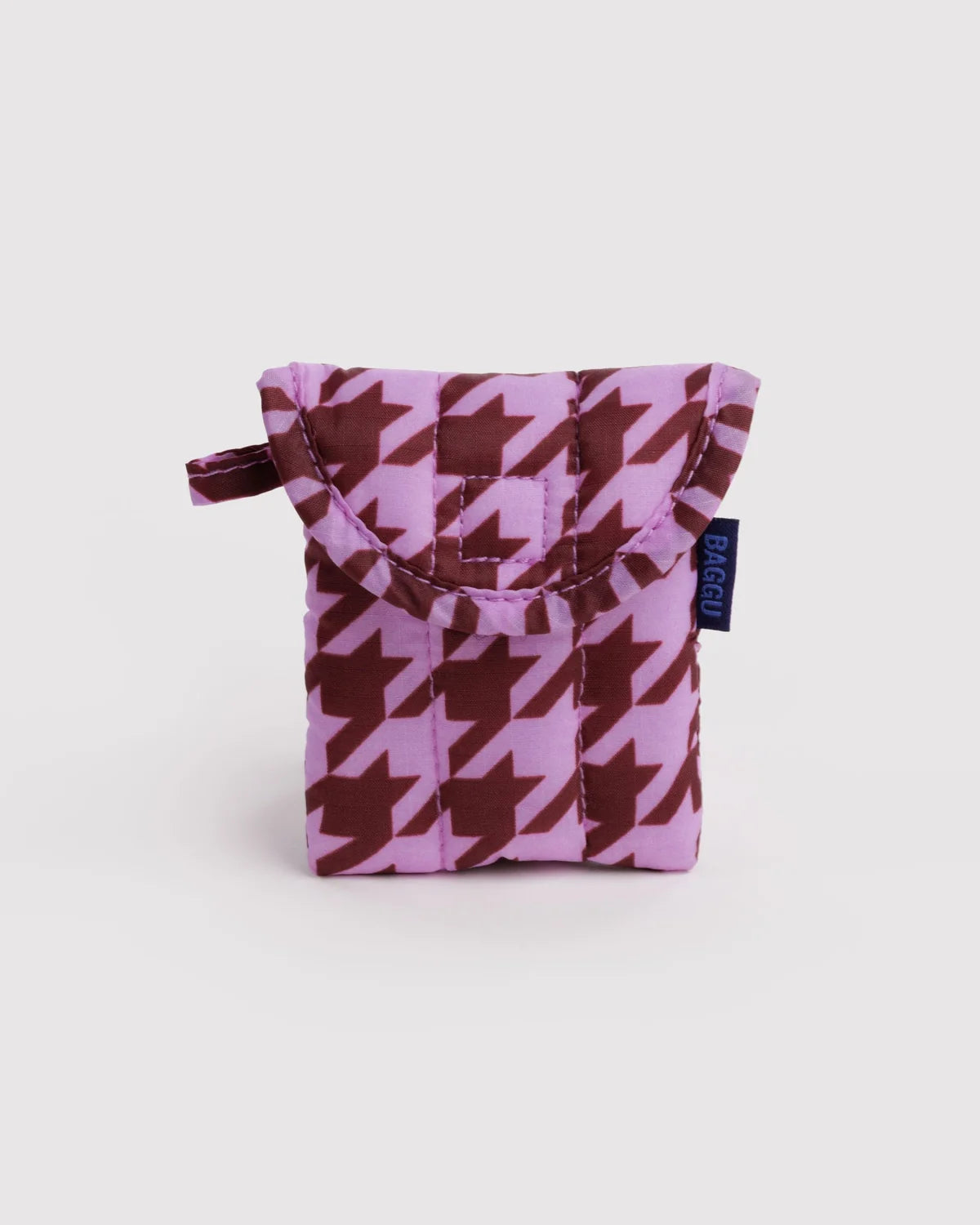 BAGGU Puffy Earbuds Case- Pink Houndstooth