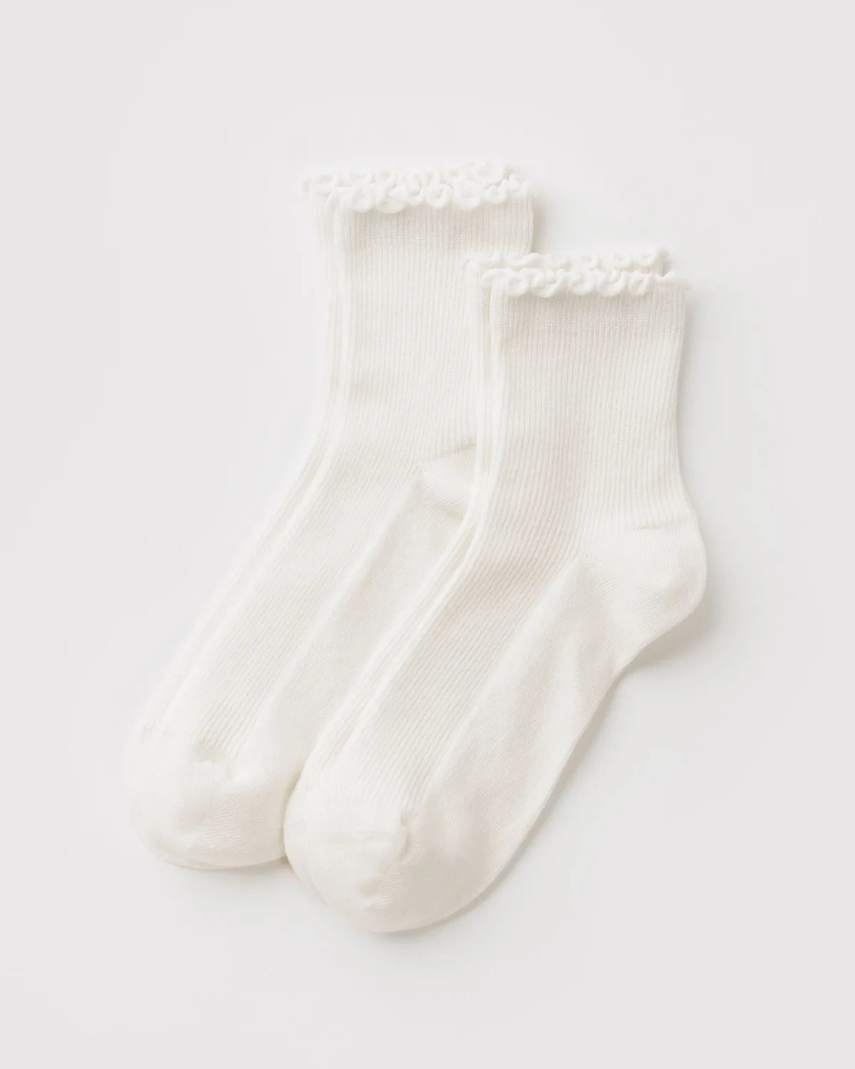 BAGGU Lettuce Edge Sock Set of 2- White
