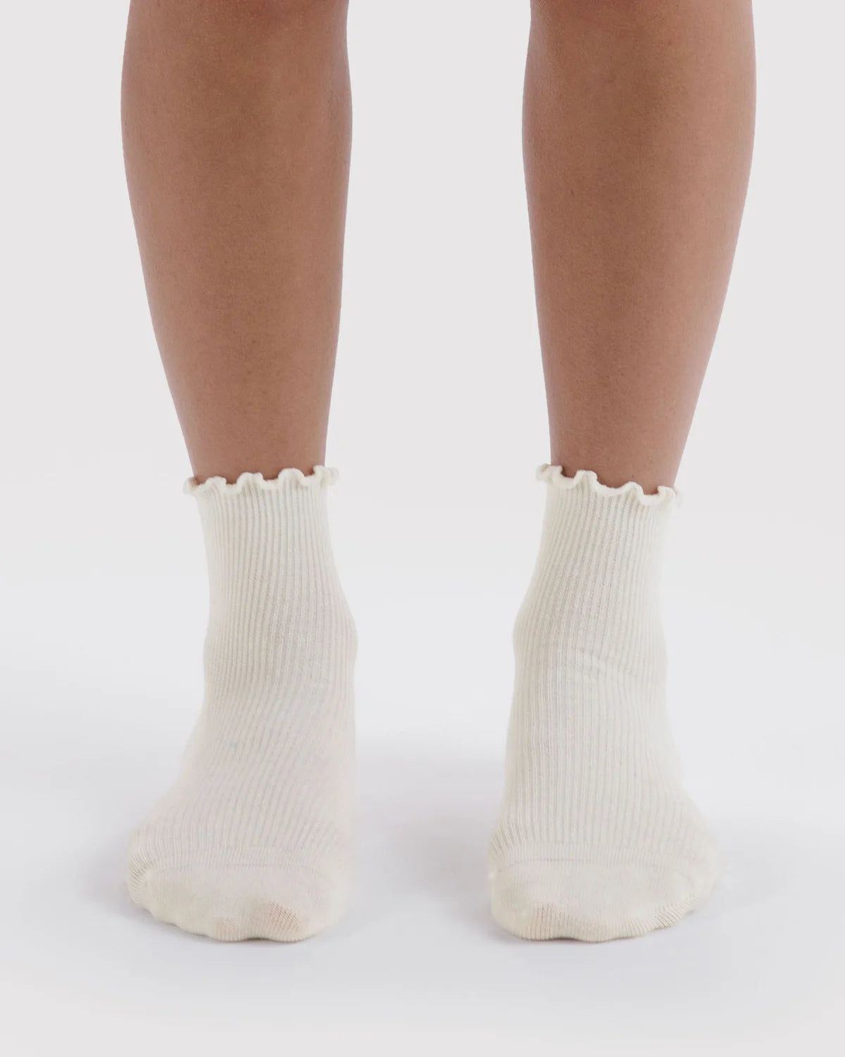 BAGGU Lettuce Edge Sock Set of 2- White