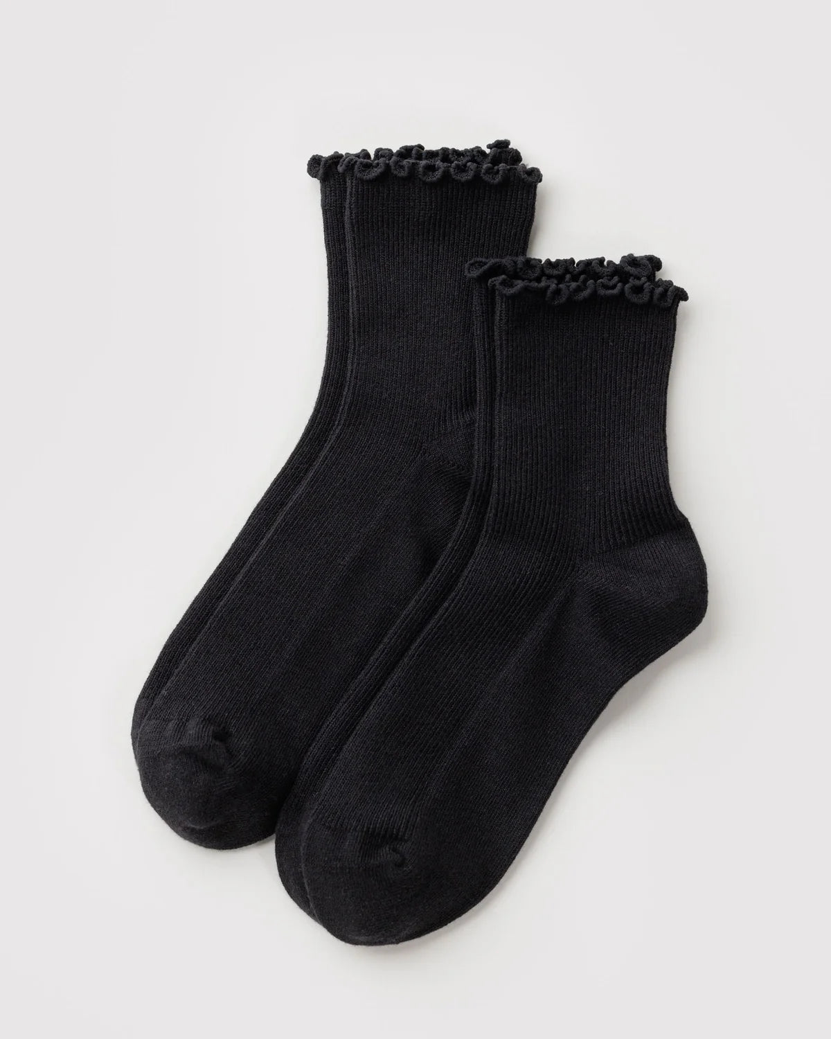BAGGU Lettuce Edge Sock Set of 2- Black