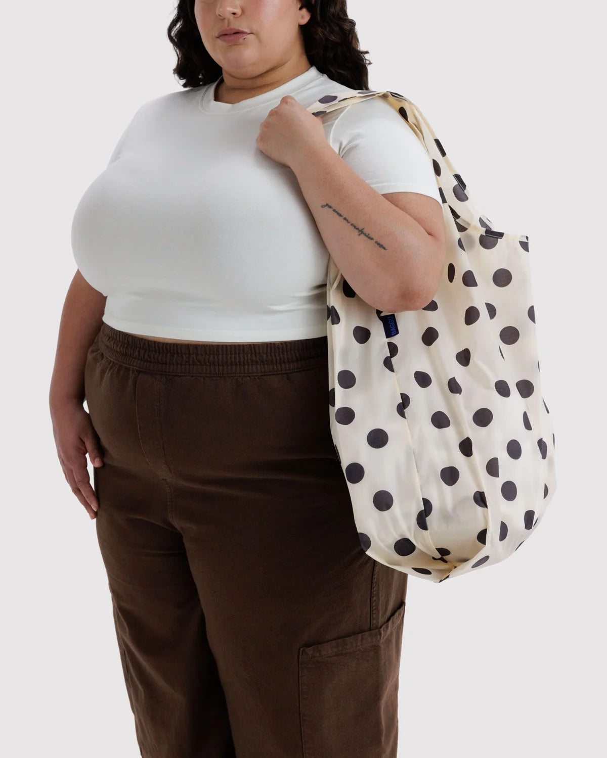 BAGGU Big Baggu Bag- Cream & Black Polka Dot
