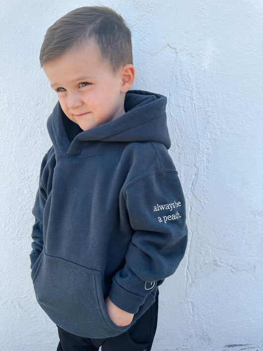 Kids "always be a peach" hoodie- Cool Black