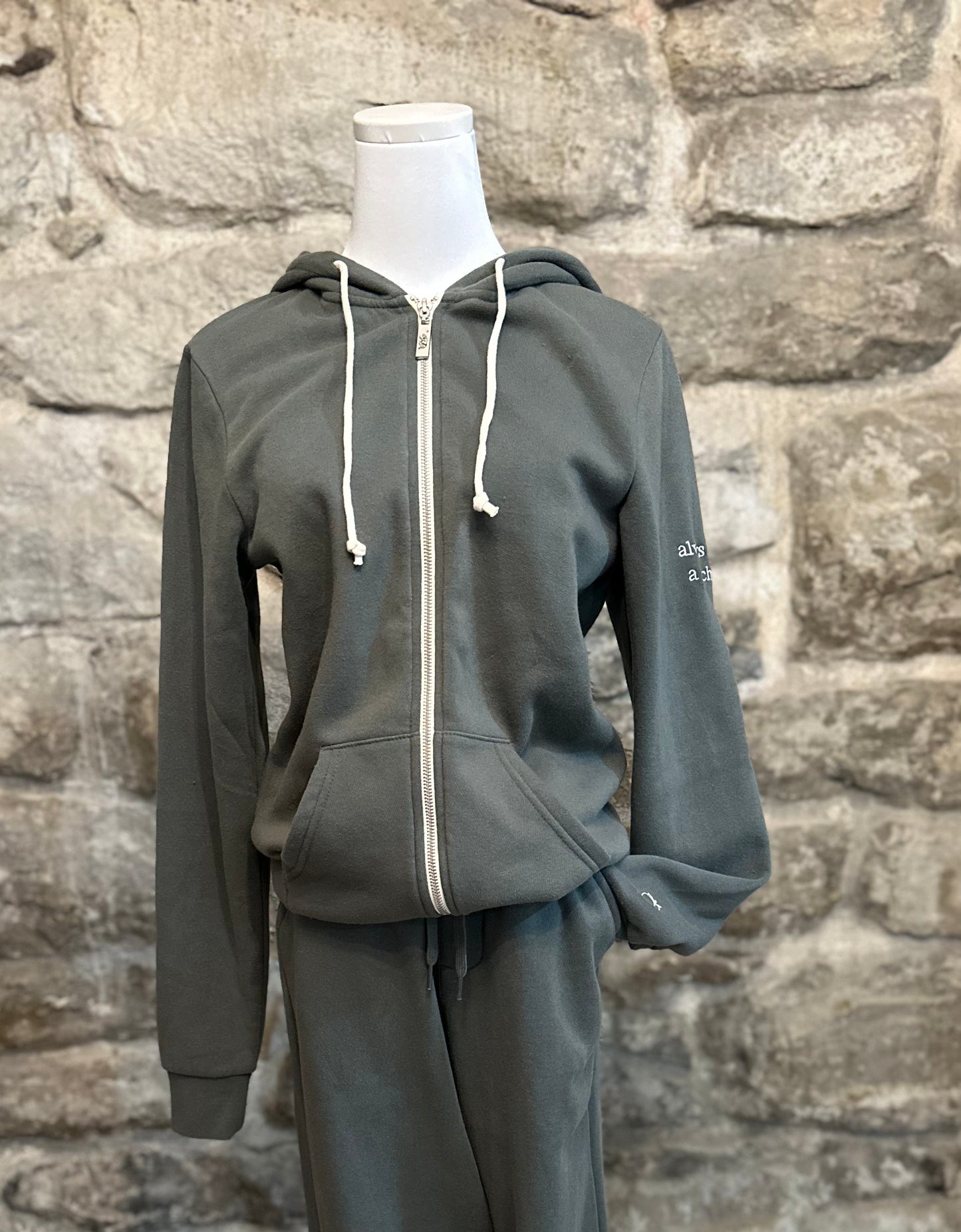 "always be a peach" Zip-up- Olive Green