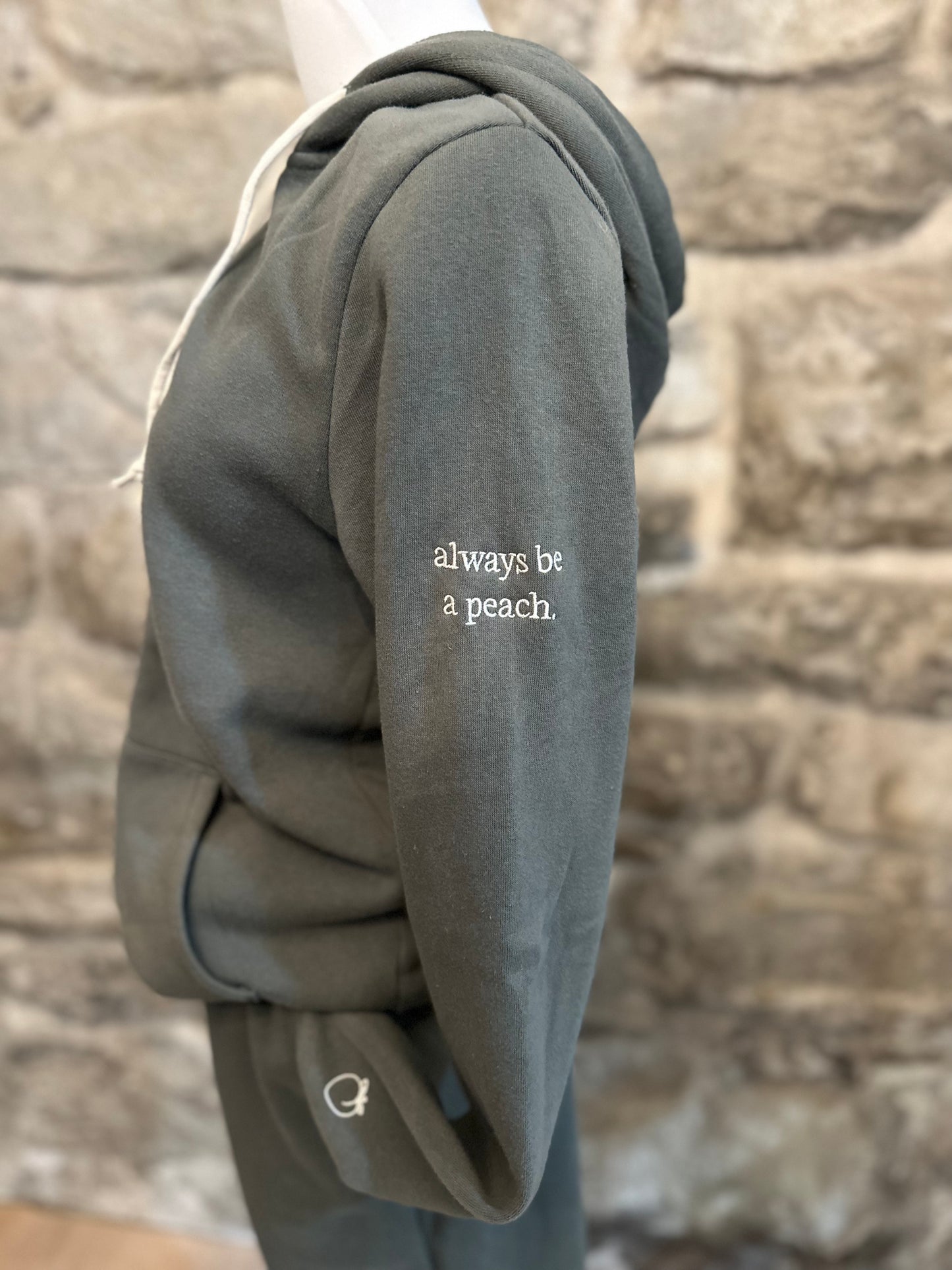 "always be a peach" Zip-up- Olive Green