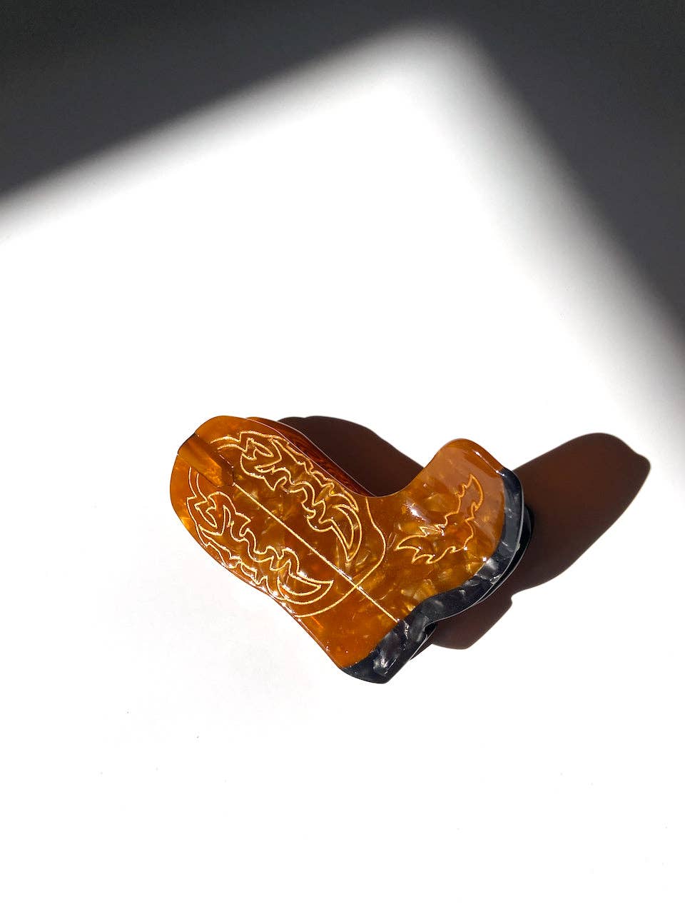 Hand-painted Western Cowboy Boot Claw Hair Clip | Eco: White