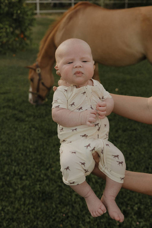 Forever French Baby Shortie Bamboo Zip- Wild Horses