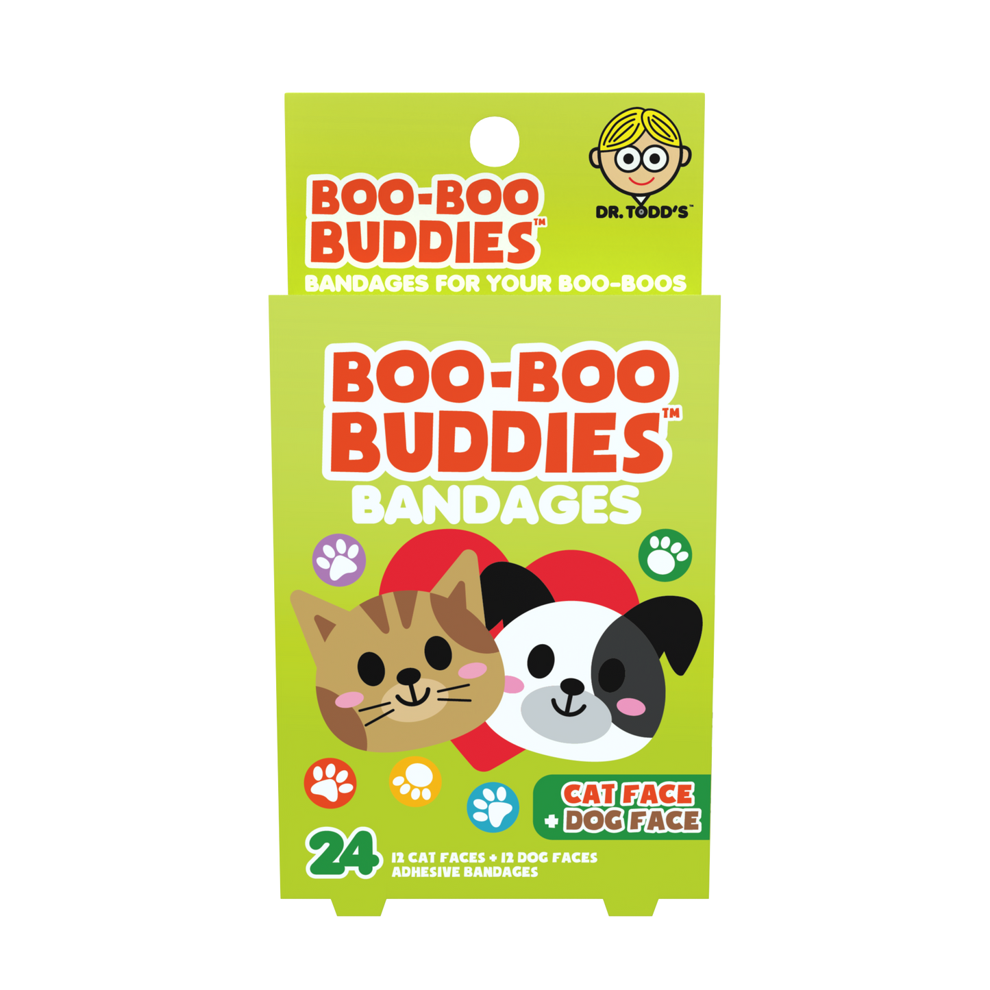 Kids Bandages – Dog Face + Cat Face (24 Count, Latex-Free)