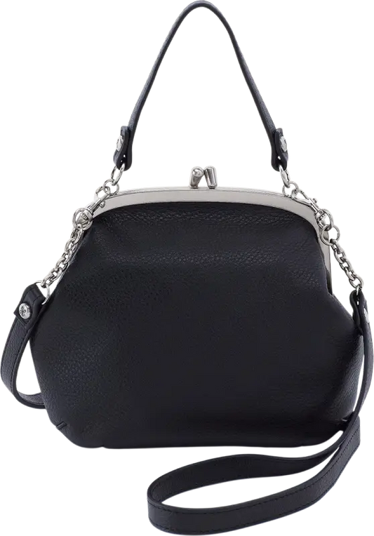 HOBO Alba Frame Small Shoulder Bag In Pebble Leather- Black