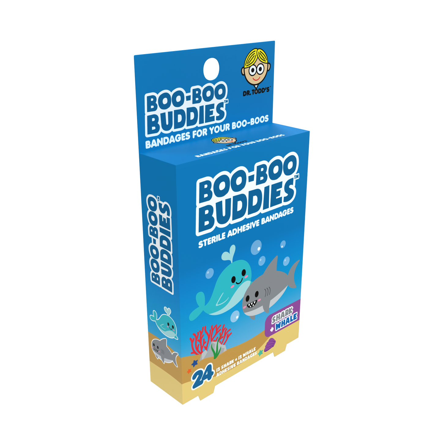 Kids Bandages – Shark + Whale (24 Count, Latex-Free)