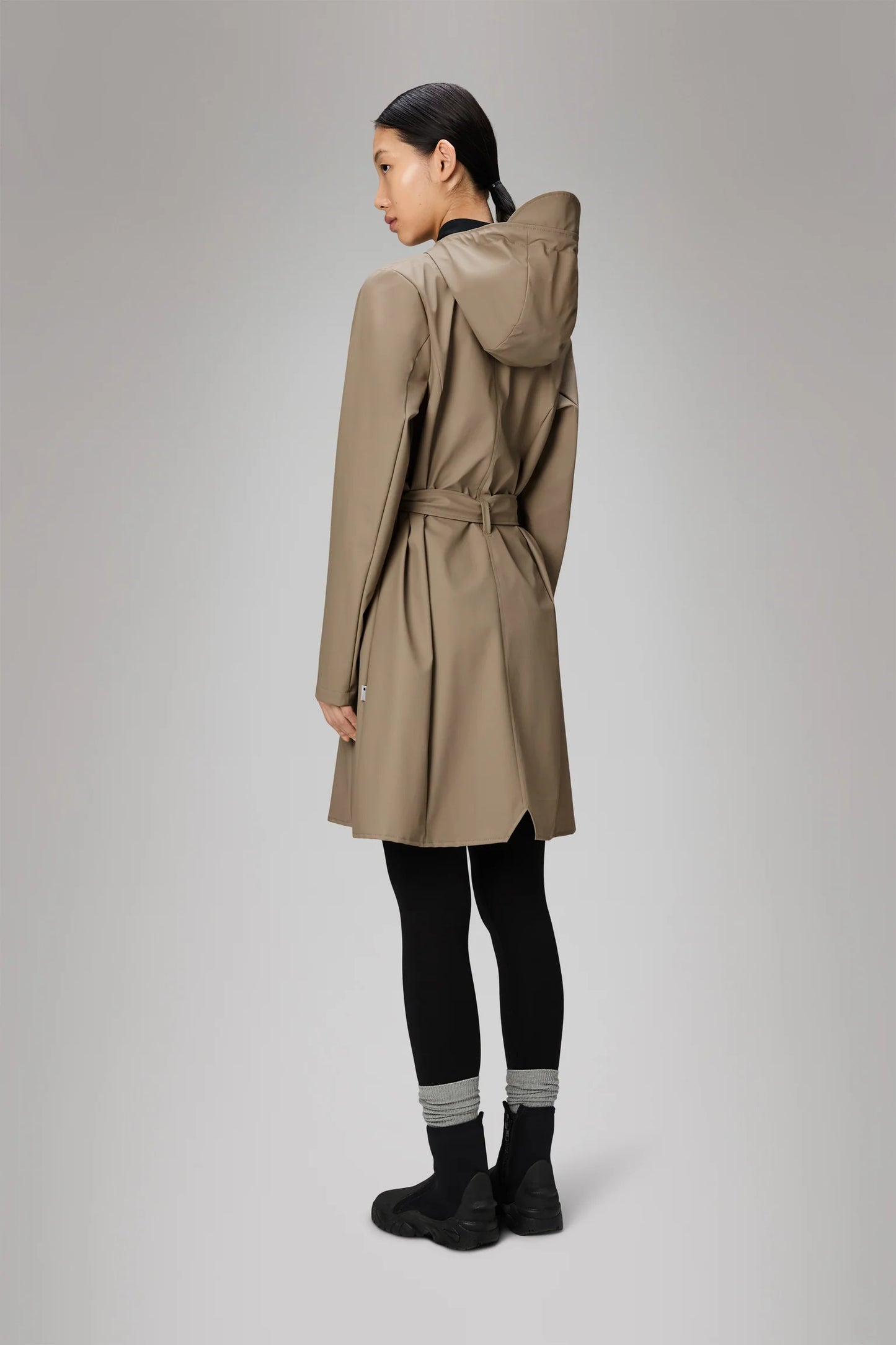 Rains Curve Long Jacket- Beige