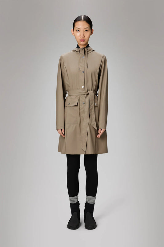 Rains Curve Long Jacket- Beige
