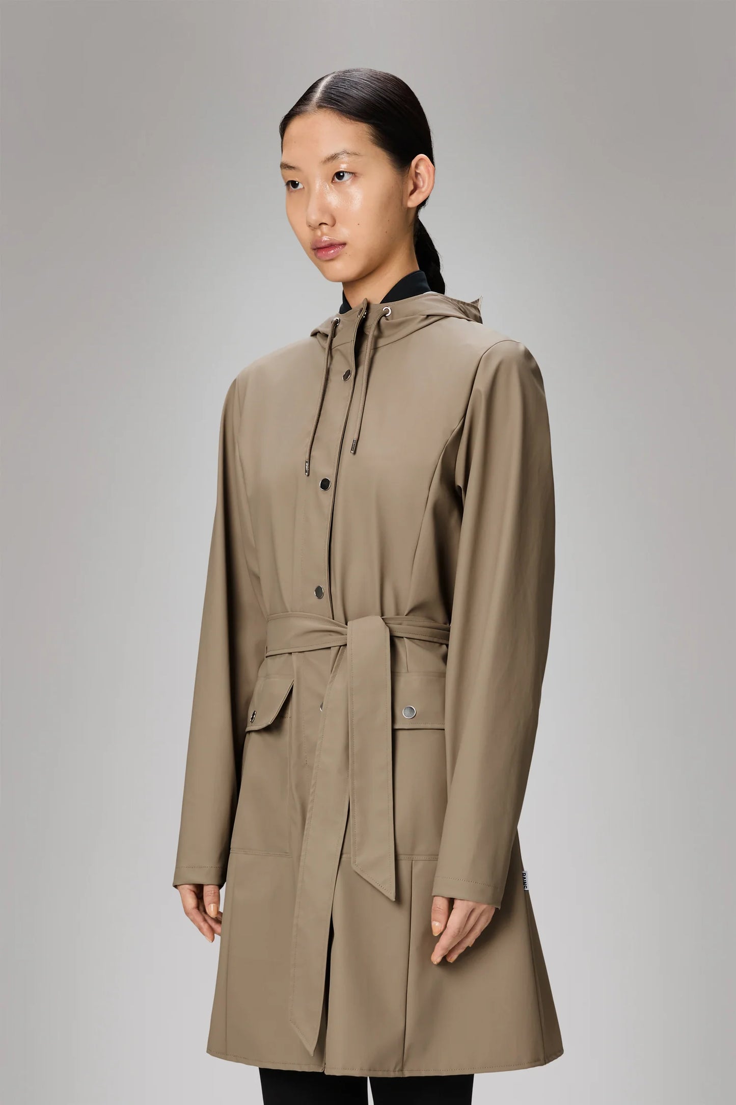 Rains Curve Long Jacket- Beige