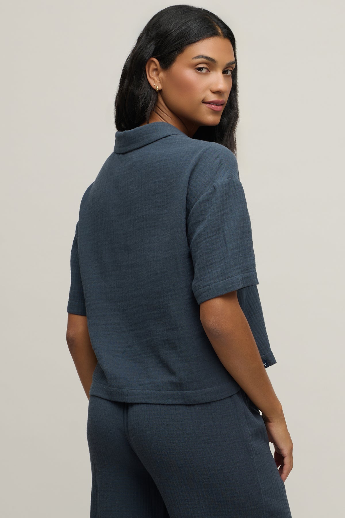 Barefoot Dreams Cotton Gauze Shirt- Indigo