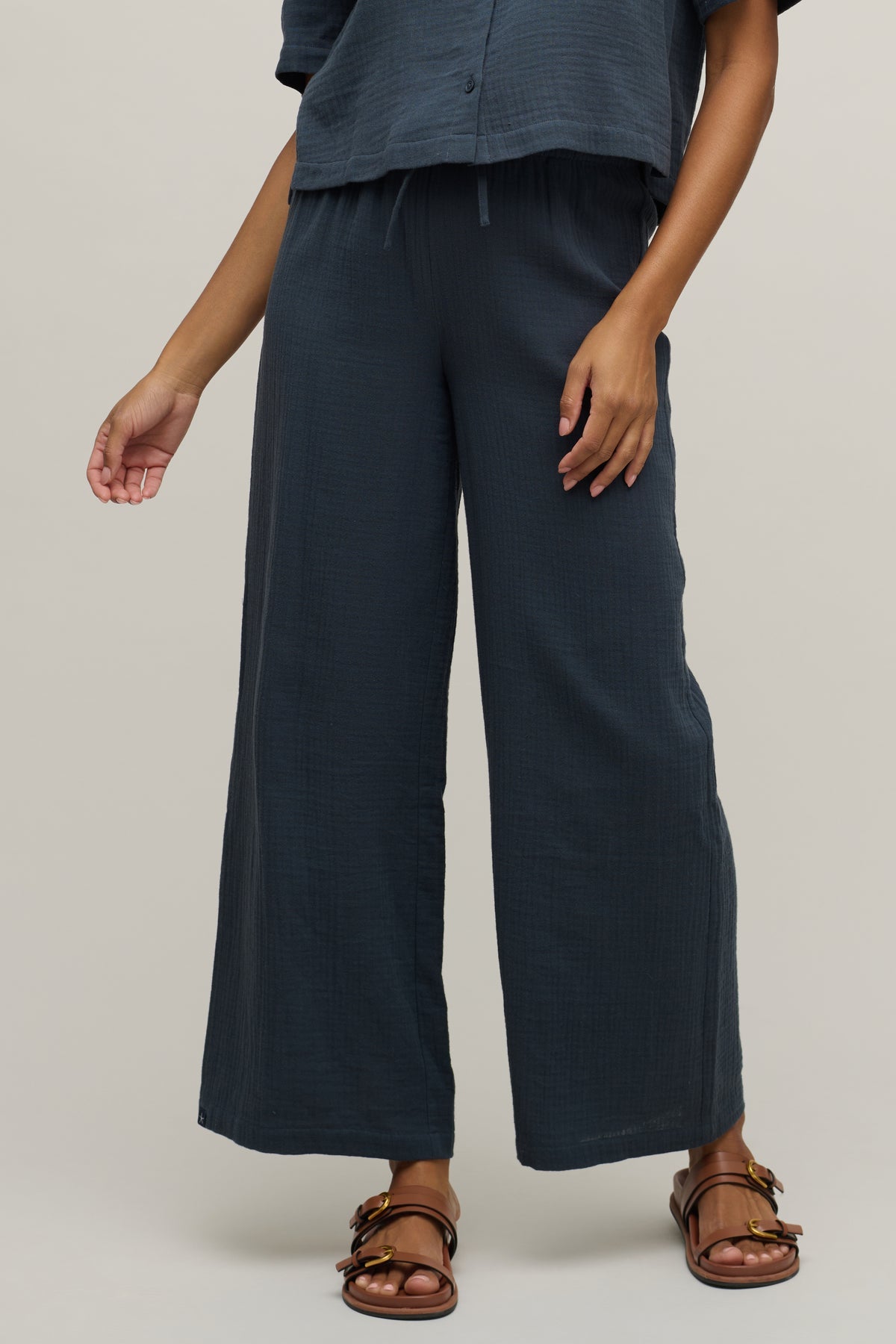 Barefoot reams Cotton Gauze Wide Leg Pant- Indigo