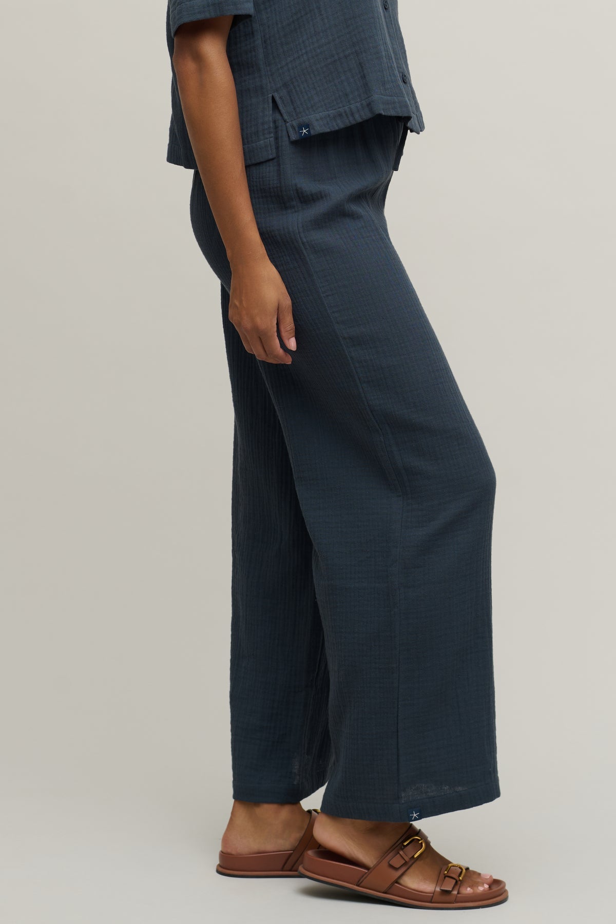 Barefoot reams Cotton Gauze Wide Leg Pant- Indigo