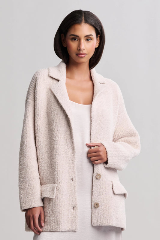 Barefoot Dreams CozyChic Rib Oversized Notch Blazer- Stone