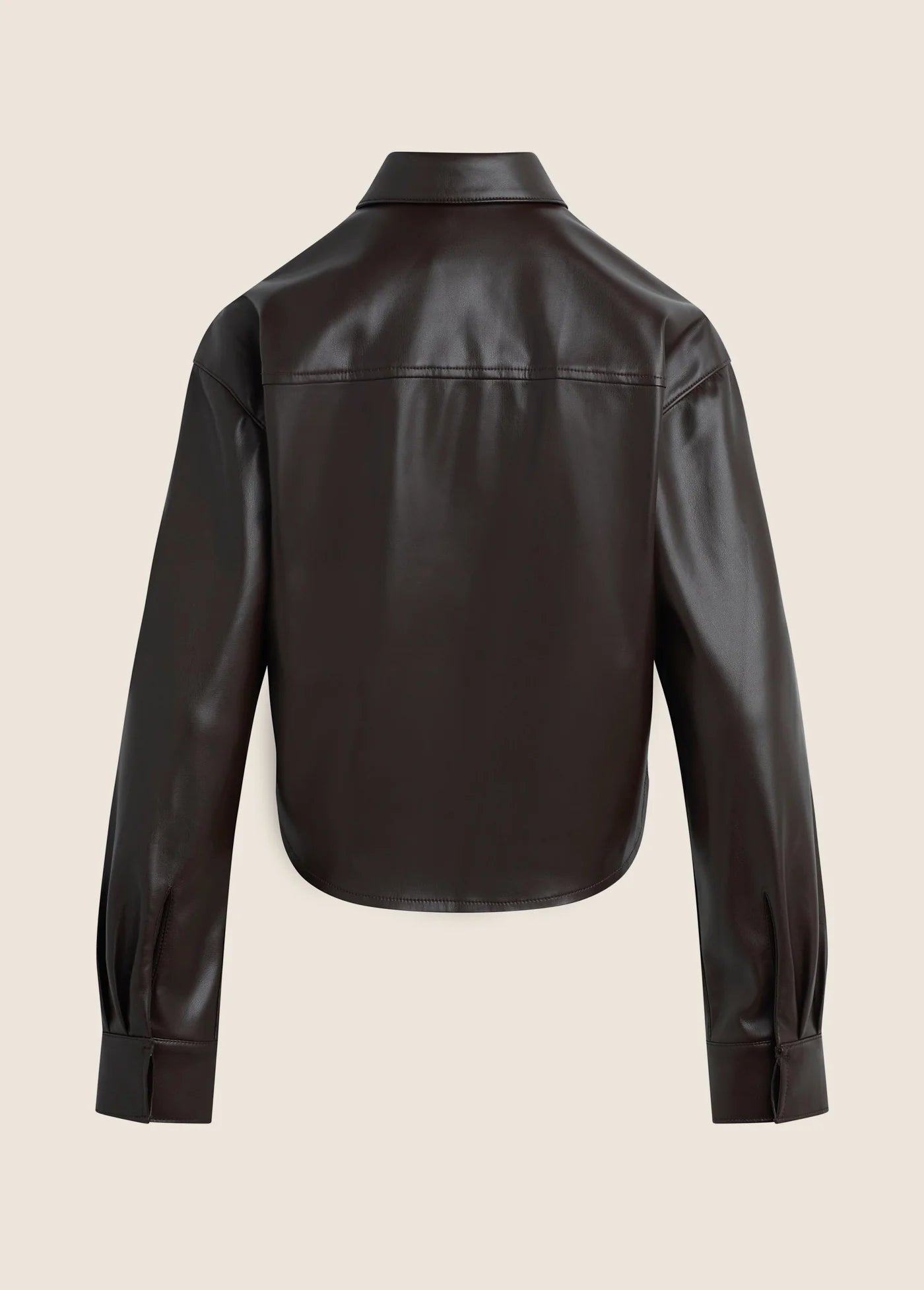 Favorite Daughter The Vegan Leather Crop Brady Shirt in Espresso