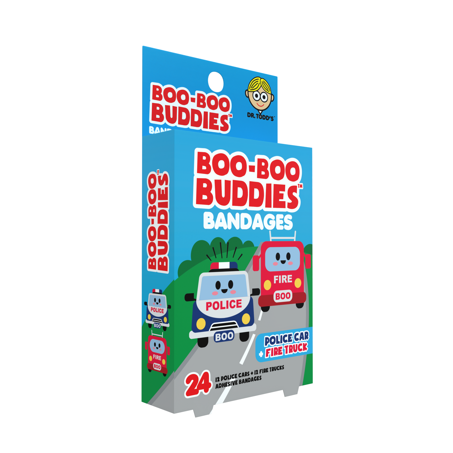 Kids Bandages – Police Car + Fire Truck (24 Count, Latex-Free)