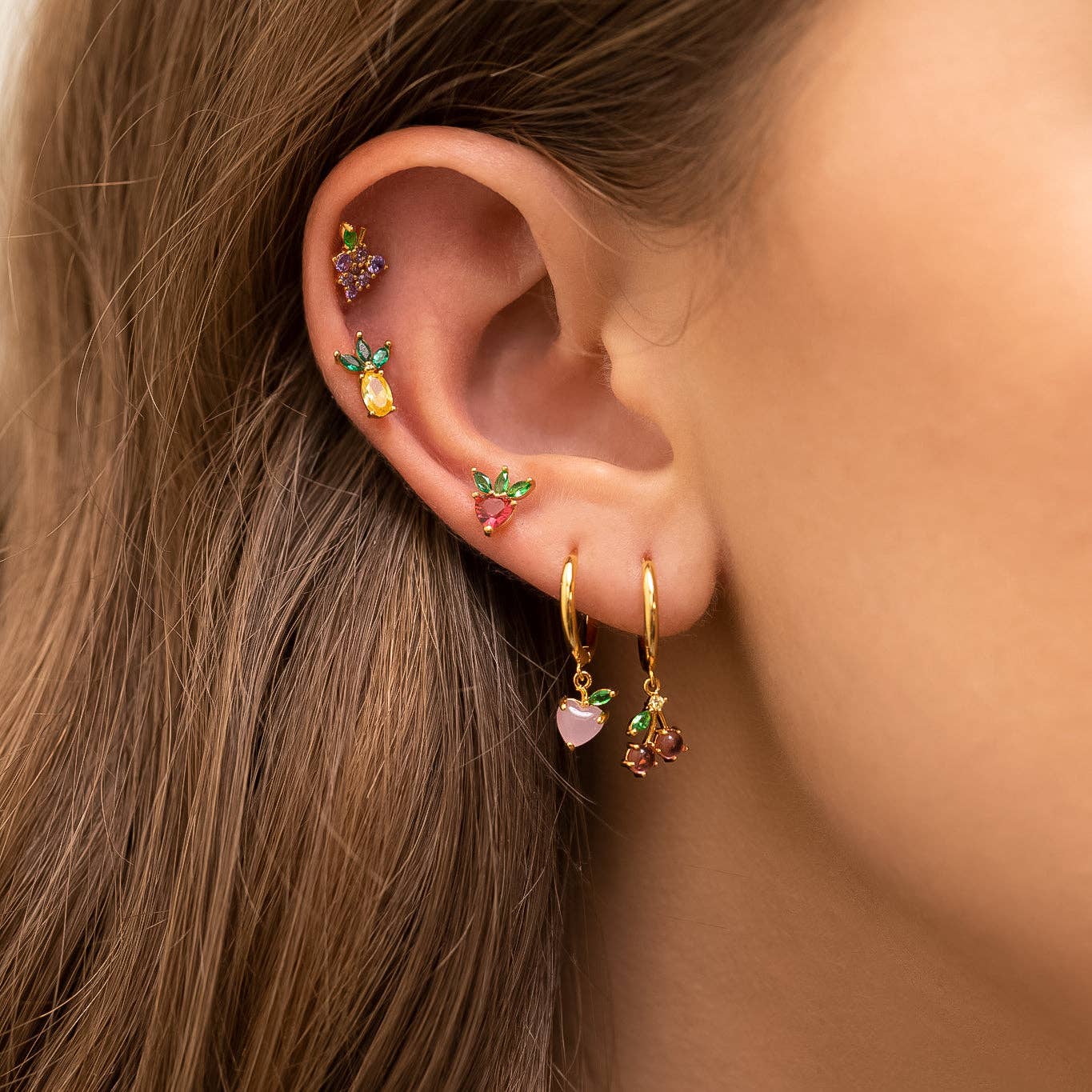 Girls Crew Fruit Basket Stud Set