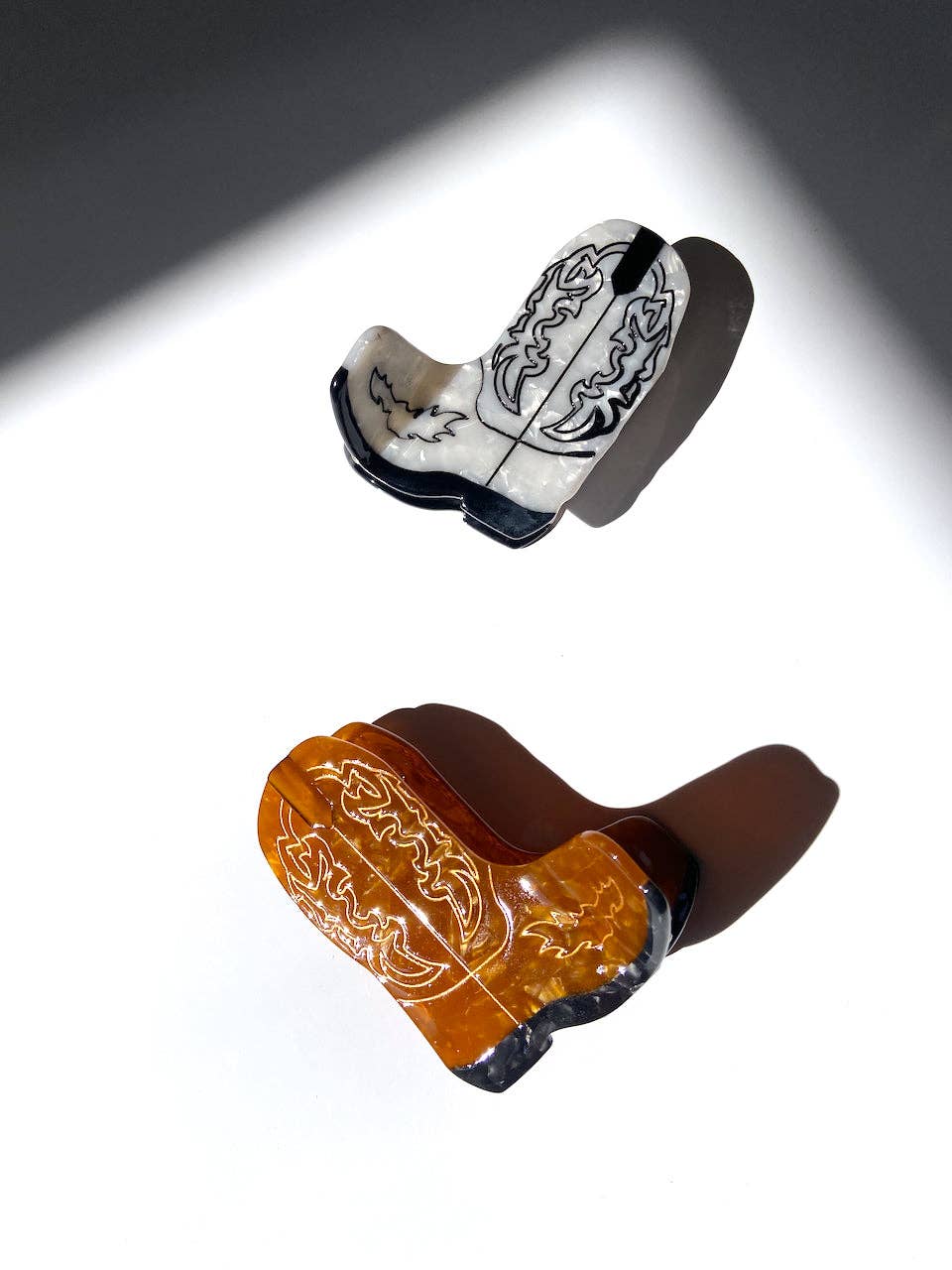 Hand-painted Western Cowboy Boot Claw Hair Clip | Eco: White