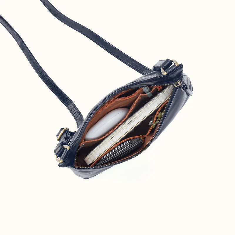 Hobo Cambel Crossbody in Polished Leather - Ink Navy