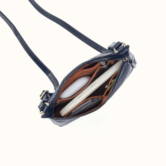 Hobo Cambel Crossbody in Polished Leather - Ink Navy