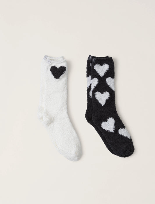 Barefoot Dreams Cozychic® Heart Print Sock Set- Carbon