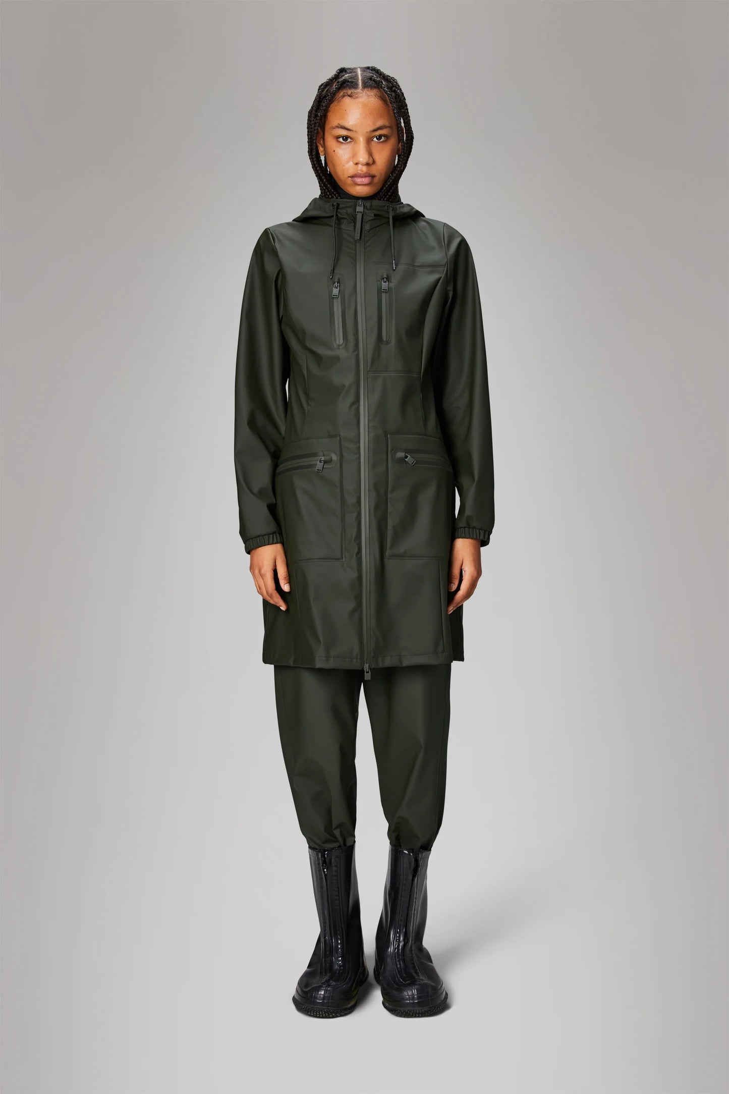 Rains Cargo Curve Jacket- Green