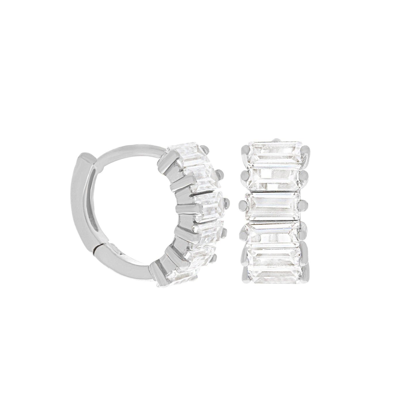 Girls Crew Bling Baguette Huggie Hoops
