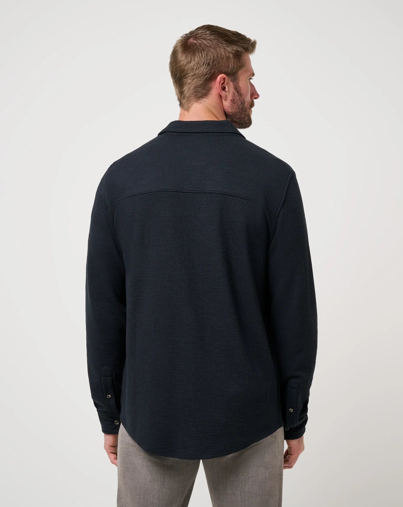 Travis Mathew Cloud Waffle Shirt Jacket- Black