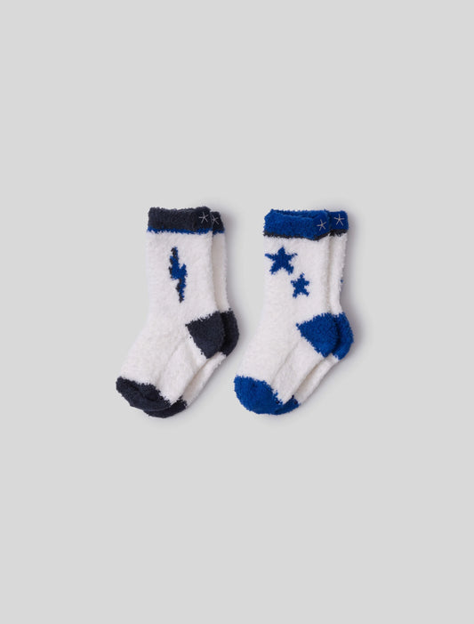 Barefoot dreams CozyChic Toddler Space Adventure Sock Set- Cobalt Multi