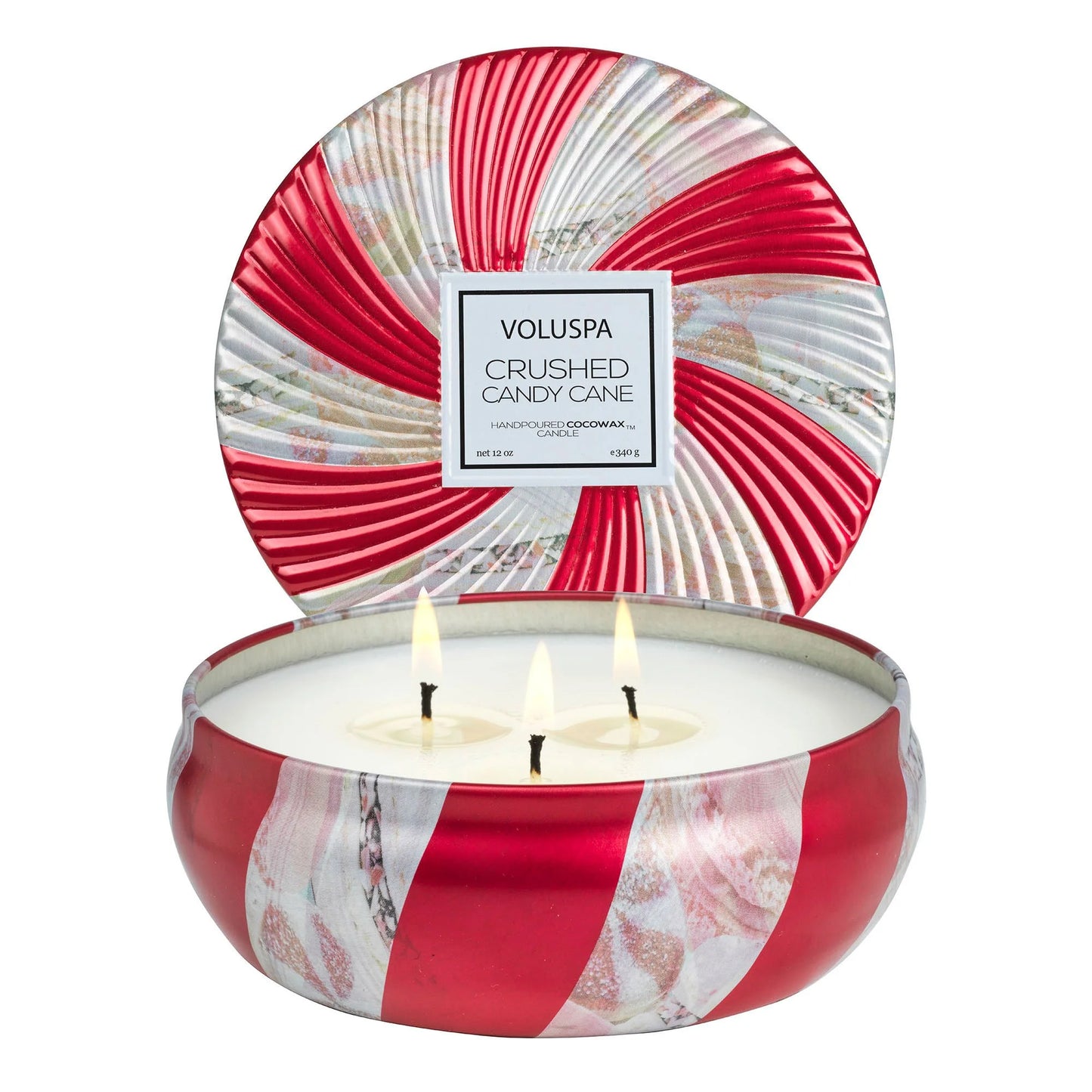 Crushed Candy Cane- 3 Wick Tin