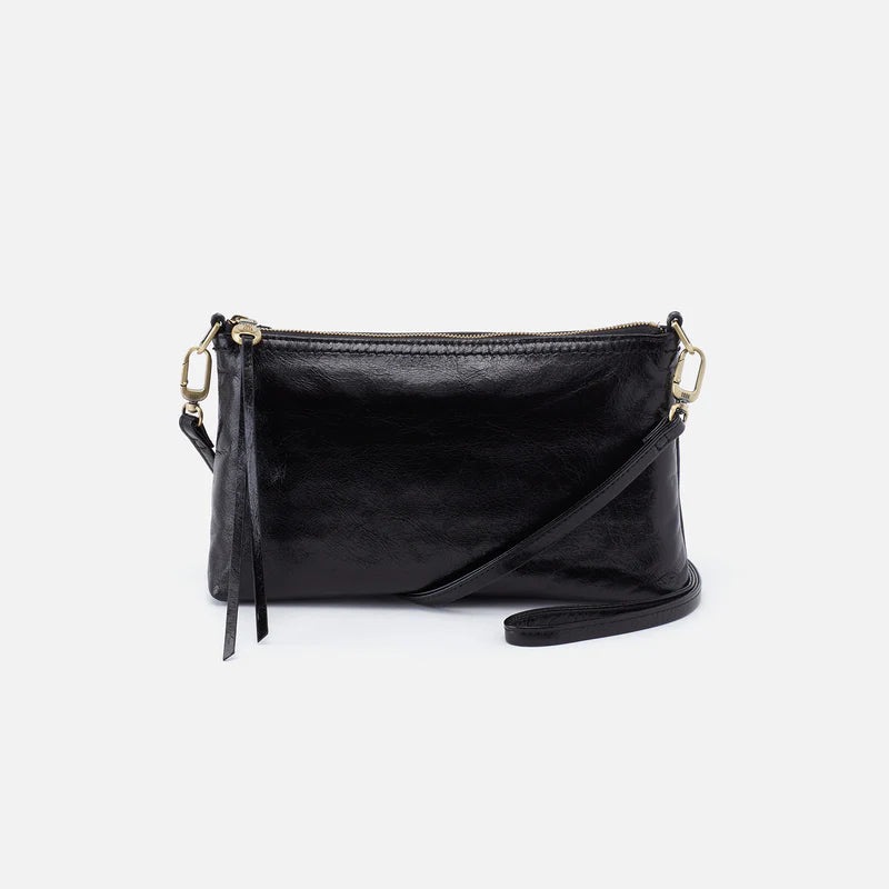 HOBO Darcy Crossbody in Polished Leather- Black