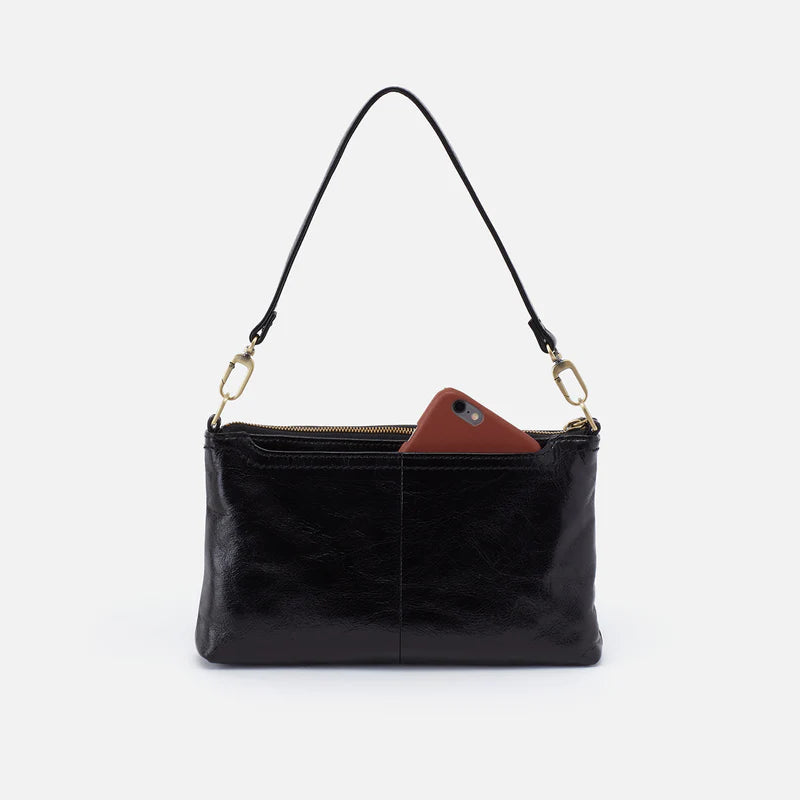 HOBO Darcy Crossbody in Polished Leather- Black