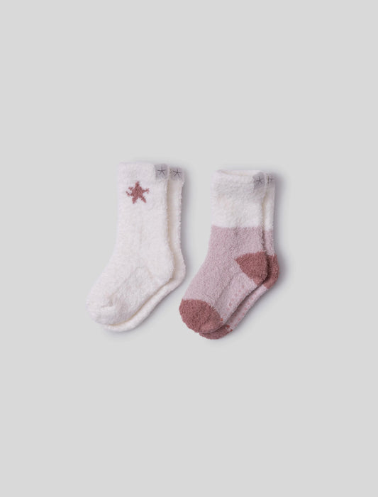 CozyChic® Toddler 2 Pack Color Block Sock Set- Dusty Rose