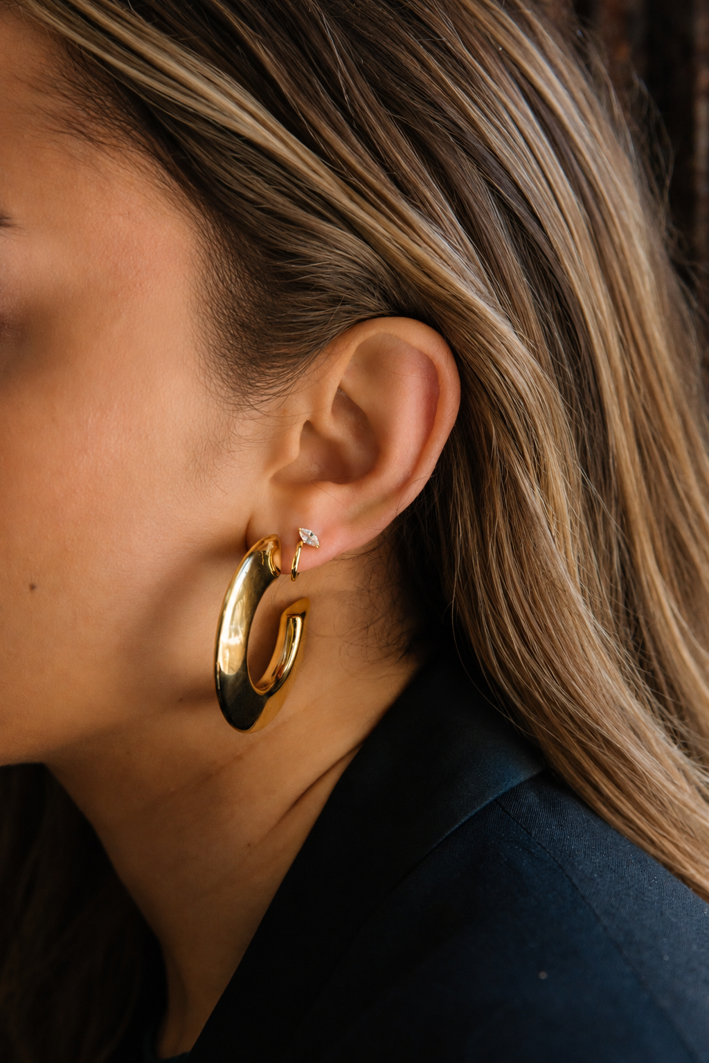Jurate Blaire Gold Marquise Illusion Huggie Earrings