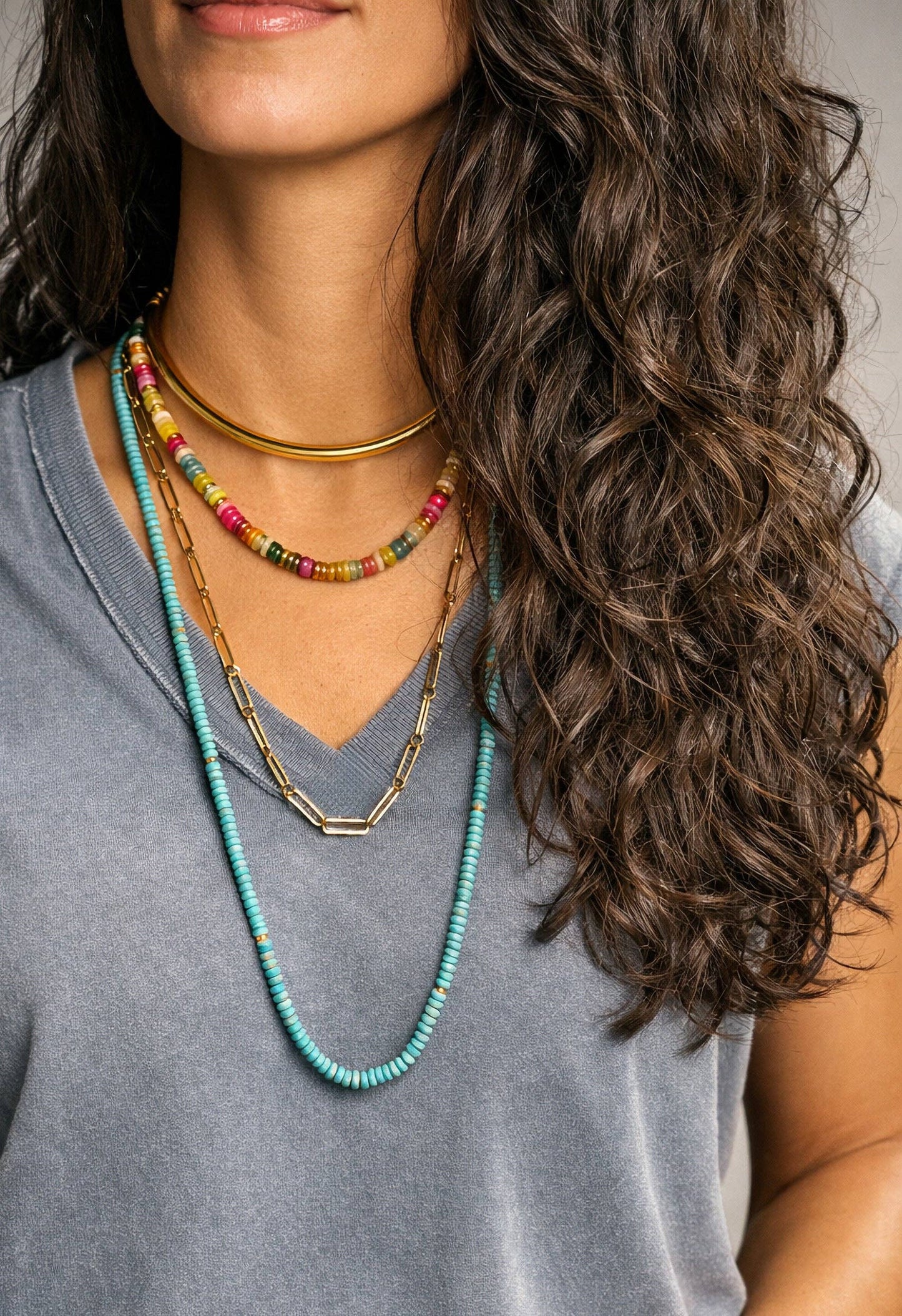 Jurate Iris Mixed Stone Beaded Necklace