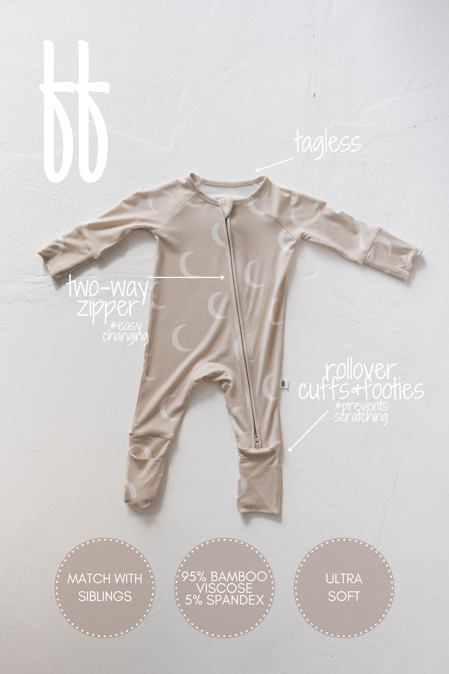 Forever French Baby Bamboo Zip Pajamas- Luna