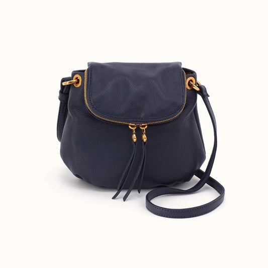 HOBO Fern Zip-Flap Crossbody in Pebbled Leather- Ink Navy