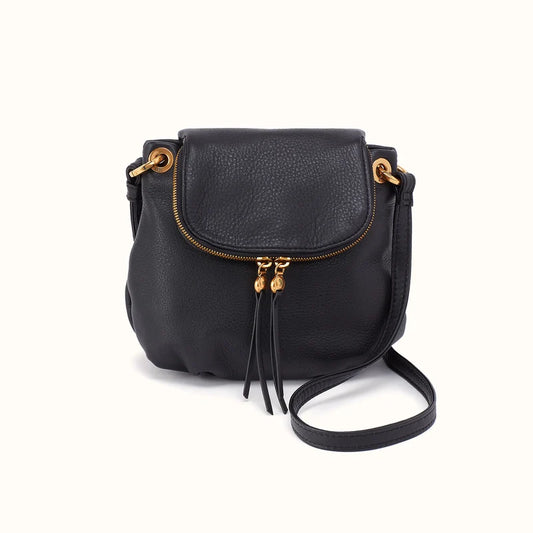 HOBO Fern Zip-Flap Crossbody in Pebbled Leather- Black