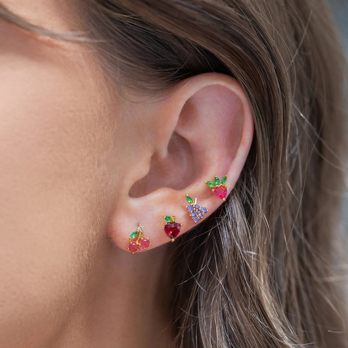 Girls Crew Fruit Basket Stud Set
